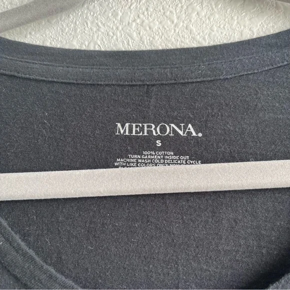 Merona black short sleeve beaded embellished neckline scoop neck tee - Picture 2 of 4